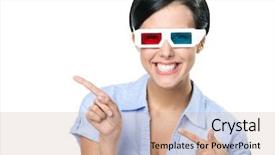  Presentation with horses and girl - Slides with forefingers girl in 3d glasses background and a coral colored foreground