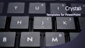  Presentation with keyboard - Amazing PPT theme having forefront of a black laptop backdrop and a tawny brown colored foreground