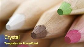  Presentation with colored pencils - Audience pleasing presentation consisting of preschool colorful painted red wooden - forefront of a group backdrop and a tawny brown colored foreground