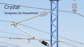  Presentation with railway - Slide deck with forefront of a railway catenary with a blue sky background and a light blue colored foreground