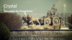  Presentation with travel madrid - PPT theme having forefront of the cibeles fountain background and a gray colored foreground