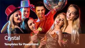  Presentation with cocktail party - Presentation theme with foreground and disco ball background and a  colored foreground