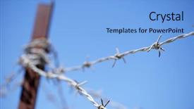  Presentation with barbed wire fence prison concept - Amazing theme having foreground of a barbed wire backdrop and a light blue colored foreground