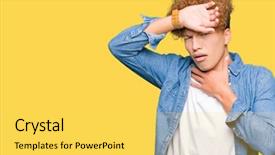  Presentation with flu virus - Slide deck with forehead for illness and fever background and a yellow colored foreground