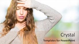  Presentation with common cold cough contagious virus - Amazing PPT theme having forehead for illness and fever backdrop and a coral colored foreground