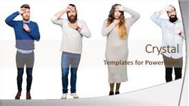  Presentation with 3d white people pushing - Amazing presentation design having forehead for illness and fever backdrop and a lemonade colored foreground