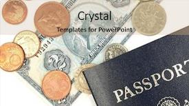  Presentation with foreign currency - Beautiful theme featuring foreigin travell - foreign currency backdrop and a coral colored foreground