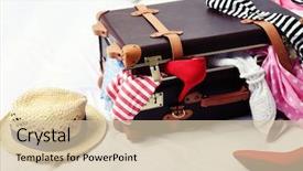  Presentation with laminar hood in operation room - Audience pleasing PPT theme consisting of foreigin travell - suitcase with clothing on bed backdrop and a soft green colored foreground