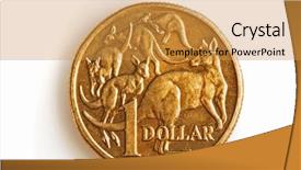  Presentation with australian dollar - Amazing PPT theme having bronze australian one dollar coin backdrop and a gold colored foreground