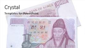  Presentation with korean - Colorful PPT theme enhanced with korean 1000 won banknotes backdrop and a white colored foreground