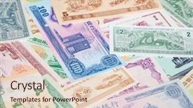  Presentation with foreign currency exchange - Beautiful presentation design featuring foreign currency exchange - variety of chinese notes backdrop and a lemonade colored foreground