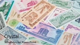  Presentation with foreign currency exchange - Audience pleasing PPT theme consisting of foreign currency exchange - variety of the chinese food backdrop and a light blue colored foreground