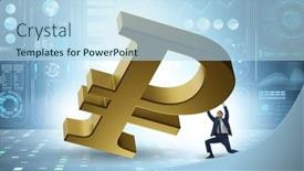  Presentation with foreign currency - PPT theme featuring foreign-currency-concept-in-business background and a sky blue colored foreground