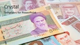  Presentation with middle east - Slides having foreign debt - variety of middle east banknotes background and a lemonade colored foreground