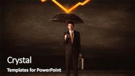  Presentation with businessman standing on mountain top - Amazing PPT theme having foreign direct investments - businessman standing with umbrella keeping backdrop and a  colored foreground