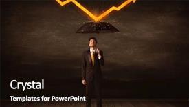  Presentation with umbrella - PPT theme with foreign direct investments - businessman standing with umbrella keeping background and a wine colored foreground