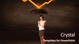  Presentation with keeping covenant god - Cool new presentation with foreign direct investments - businesswoman standing with umbrella keeping backdrop and a wine colored foreground