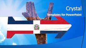  Presentation with dominican republic - Audience pleasing presentation design consisting of foreign direct investments - dominican republic flag wooden sign backdrop and a teal colored foreground