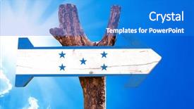  Presentation with wooden cross against the sky - Presentation theme with foreign direct investments - honduras flag wooden sign background and a  colored foreground