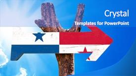  Presentation with foreign - Slide set featuring foreign direct investments - panama flag wooden sign background and a teal colored foreground