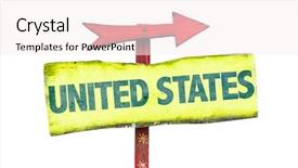  Presentation with united states - PPT layouts having foreign direct investments - united states sign isolated background and a sky blue colored foreground