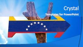  Presentation with venezuela - Colorful presentation design enhanced with foreign direct investments - venezuela flag wooden sign backdrop and a teal colored foreground