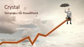  Presentation with plastic bag for umbrella - Slide set having foreign direct investments - young businessman with umbrella sitting background and a  colored foreground