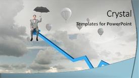  Presentation with umbrella and plastic bag - Slides having foreign direct investments - young businessman with umbrella sitting background and a  colored foreground