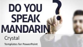  Presentation with foreign - Amazing PPT layouts having foreign language - business man pointing to transparent backdrop and a white colored foreground