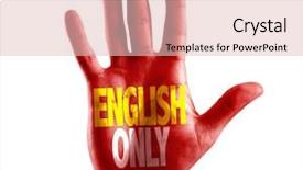  Presentation with english foreign language - Slide set featuring foreign language - english only written on hand background and a lemonade colored foreground