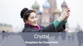  Presentation with tourist - Colorful presentation design enhanced with foreigners people - young beautiful woman tourist taking backdrop and a  colored foreground