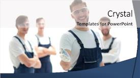  Presentation with foreman - Beautiful PPT theme featuring foreman holding out his hand backdrop and a  colored foreground