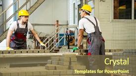 Presentation with manufacturing safety - Presentation design featuring foreman in a safety background and a tawny brown colored foreground