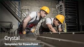  Presentation with worker safety - Theme with foreman in a safety background and a dark gray colored foreground