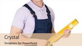  Presentation with foreman - Presentation consisting of coffee beans - desk table with name card background and a violet colored foreground