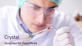  Presentation with testing blood - Theme having forensic - blood testing in the lab background and a sky blue colored foreground