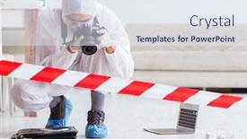  Presentation with crime scene investigation - Slides having forensic expert at crime scene doing investigation background and a sky blue colored foreground