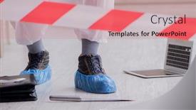  Presentation with crime scene investigation - Slide deck with forensic-expert-at-crime-scene background and a coral colored foreground