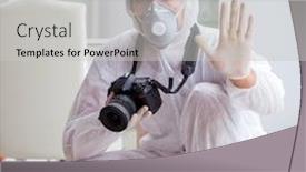  Presentation with forensic - Cool new theme with forensic-expert-at-crime-scene backdrop and a light gray colored foreground