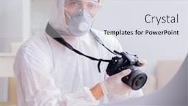  Presentation with crime scene investigation - Amazing theme having forensic-expert-at-crime-scene backdrop and a light gray colored foreground