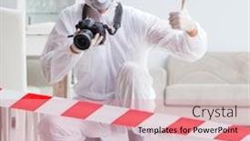 Presentation with forensic - Colorful PPT layouts enhanced with forensic-expert-at-crime-scene backdrop and a coral colored foreground