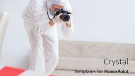  Presentation with investigation - Slide set featuring forensic-expert-at-crime-scene background and a light gray colored foreground