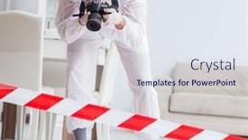  Presentation with crime scene investigation - Colorful PPT theme enhanced with forensic-expert-at-crime-scene backdrop and a sky blue colored foreground