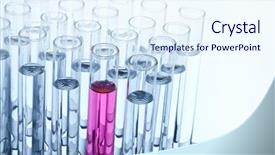  Presentation with test tubes - PPT layouts with cancer screening - test tubes in a laboratory background and a sky blue colored foreground