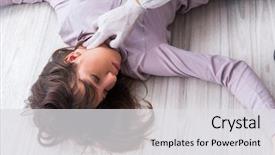  Presentation with crime scene - Presentation design with forensic investigator at the crime background and a light gray colored foreground