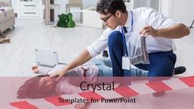  Presentation with crime scene - Colorful PPT theme enhanced with forensic investigator at the crime backdrop and a coral colored foreground