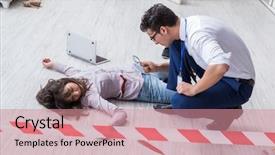  Presentation with crime scene - PPT layouts having forensic investigator at the crime background and a coral colored foreground