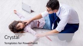  Presentation with crime scene - PPT layouts with forensic investigator at the crime background and a light gray colored foreground