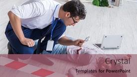  Presentation with crime scene - Colorful PPT theme enhanced with forensic investigator at the crime scene investigating woman mur backdrop and a violet colored foreground