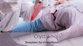  Presentation with crime scene - Audience pleasing slide deck consisting of forensic investigator at the crime scene investigating woman mur backdrop and a light gray colored foreground